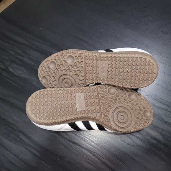 Adidas Samba OG J Youth/Women's Cloud White/ Core Black IE3675 Gum Sole Sneakers - Picture 9 of 16